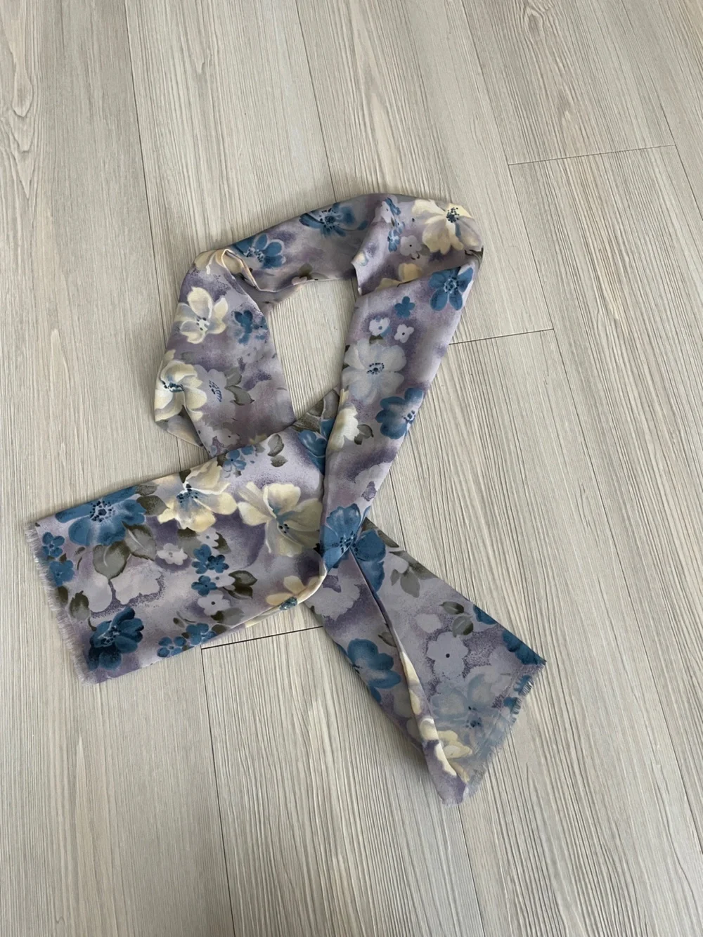 Floral Blue & Lavender Women’s Silk Scarf